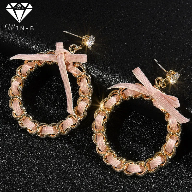 WIN-B New Women's Fashion Elegant Crystal Earring Beautiful Cloth Zircon Earrings Fabrics Design Bowknot Round Drop Earrings
WIN-B New Women's Fashion Elegant Crystal Earring Beautiful Cloth Zircon Earrings Fabrics Design Bowknot Round Drop Earrings