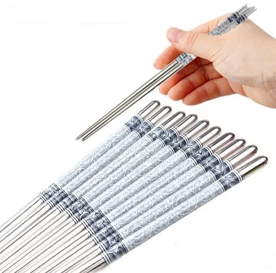 10 Pairs Stainless Steel Chopsticks Durable Chinese Style Thread Stylish Non-slip Design Hight Quality KV 093
10 Pairs Stainless Steel Chopsticks Durable Chinese Style Thread Stylish Non-slip Design Hight Quality KV 093