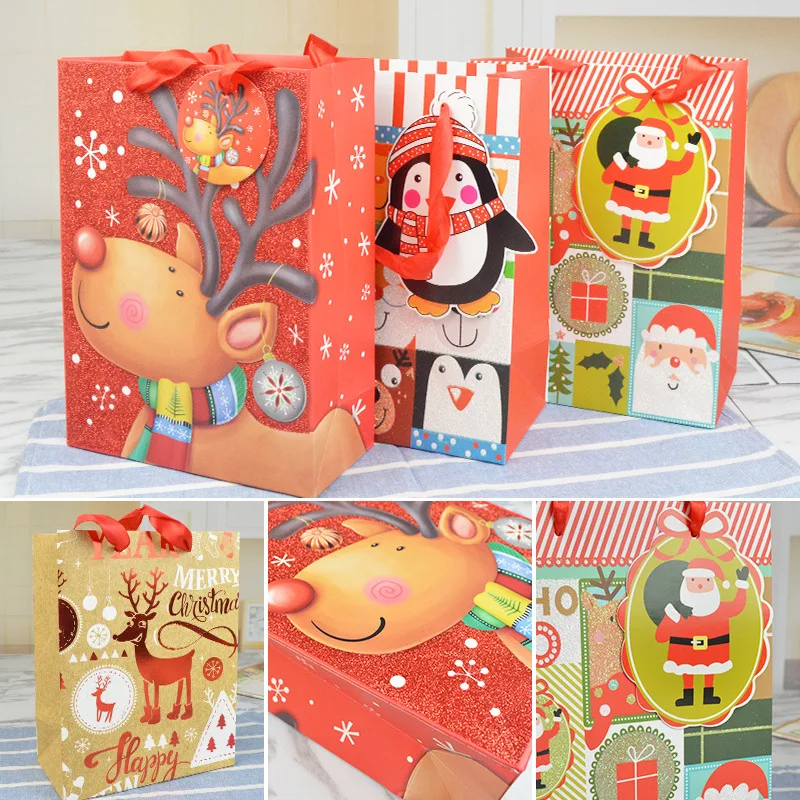 Christmas Colorful Printed Paper Gift Bags Cartoon Santa Elk Pattern Packing Cookies Handbag For Kids Party Cardboard Candy Box
Christmas Colorful Printed Paper Gift Bags Cartoon Santa Elk Pattern Packing Cookies Handbag For Kids Party Cardboard Candy Box
