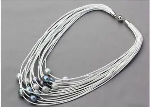 shipping 11-12mm Grey & Black Freshwater Pearl on Multi-Strand Leather Women Necklace
shipping 11-12mm Grey & Black Freshwater Pearl on Multi-Strand Leather Women Necklace
