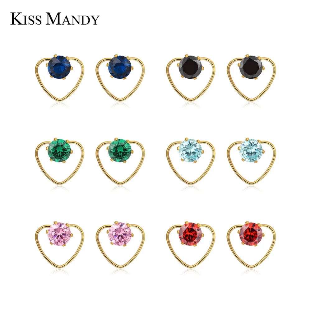 Kiss Mandy Love Heart Stud Earrings For Women 6 Color Crystal Stone Classic Wedding Bands Girls Jewelry Accessories Gift FE134
Kiss Mandy Love Heart Stud Earrings For Women 6 Color Crystal Stone Classic Wedding Bands Girls Jewelry Accessories Gift FE134