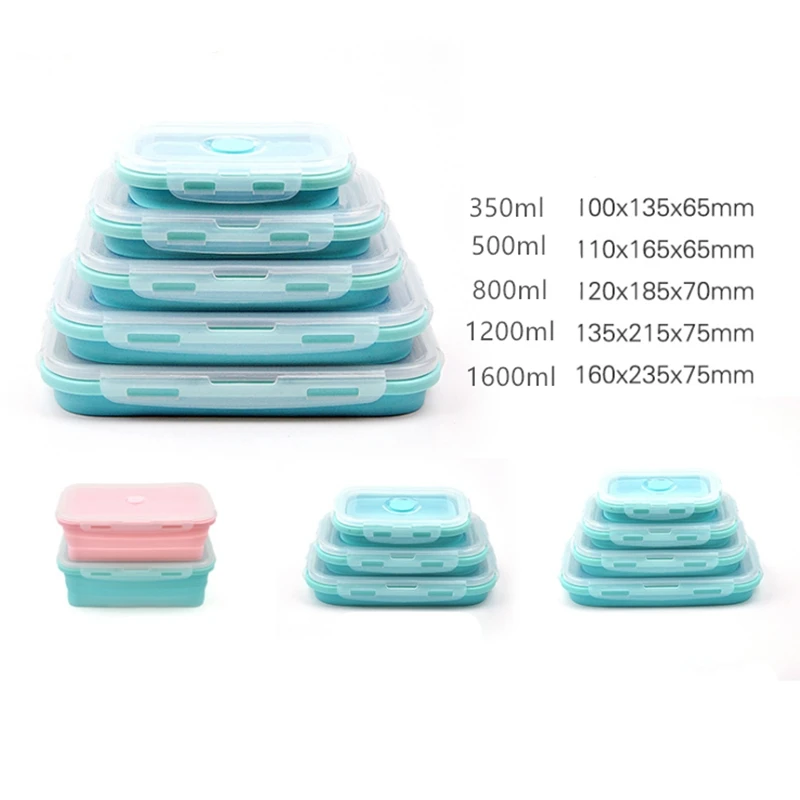 Silicone collapsible lunch box food container BPA free microwavable bento box portable rectangle picnic folding box
Silicone collapsible lunch box food container BPA free microwavable bento box portable rectangle picnic folding box