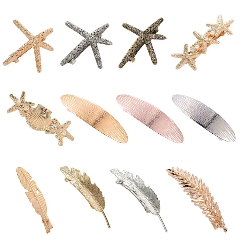 2Pcs Ladies Vintage French Hair Clip Starfish Feather Shaped Metallic Glitter Duckbill Hairpins Imitation Pearl Spring Barrettes 
2Pcs Ladies Vintage French Hair Clip Starfish Feather Shaped Metallic Glitter Duckbill Hairpins Imitation Pearl Spring Barrettes