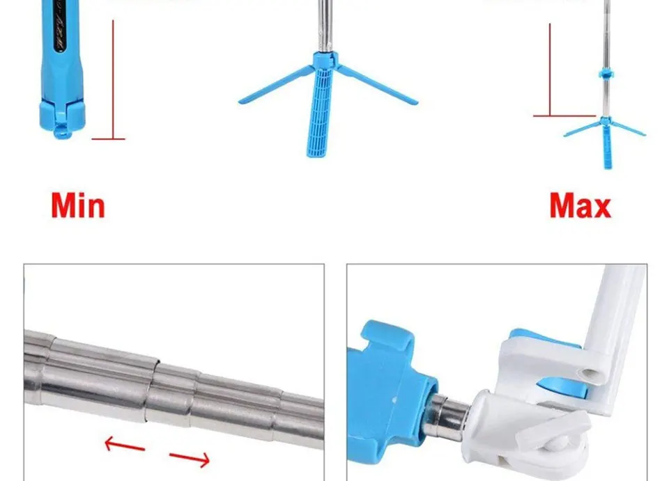 Roreta Handheld Bluetooth Selfie Stick Wireless Extendable Monopod Shutter Remote Foldable Mini Tripod For iPhone 8 X 7 6s Plus