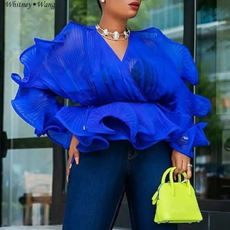WHITNEY WANG Blouses Woman 2019 Autumn Fashion Streetwear V-neck Ruffes Hem Blouse Women Blusas Shirt Tops
WHITNEY WANG Blouses Woman 2019 Autumn Fashion Streetwear V-neck Ruffes Hem Blouse Women Blusas Shirt Tops