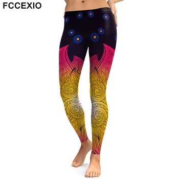 

FCCEXIO 2019 New Autumn Fashion Women Legins Mandala Lights 3D Printed Sexy Soft Legging Fitness High Waist Trousers Women Pants