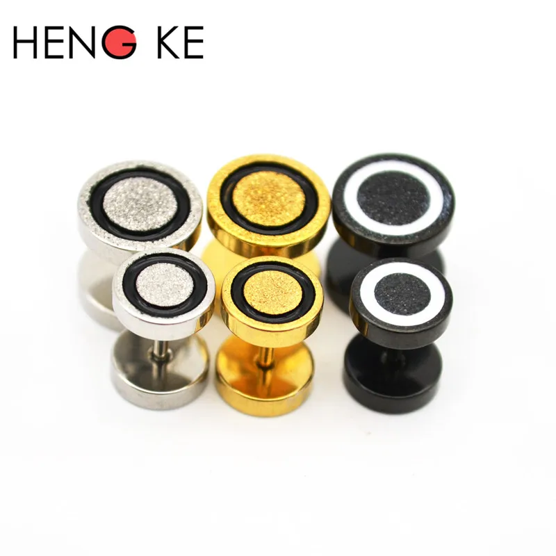 316L Stainless Steel Black Fake Ear Plug Cheater Stud Earring Barbell 8mm 10mm Frosted Women Earrings Fashion Jewelry Gold
316L Stainless Steel Black Fake Ear Plug Cheater Stud Earring Barbell 8mm 10mm Frosted Women Earrings Fashion Jewelry Gold