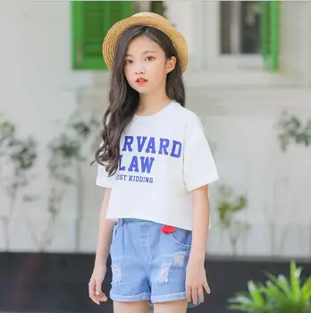 2019 Korean style girls 2 pcs set short sleeve t-shirt+denim shorts fashion summer girls suit 4-9t A848
2019 Korean style girls 2 pcs set short sleeve t-shirt+denim shorts fashion summer girls suit 4-9t A848
