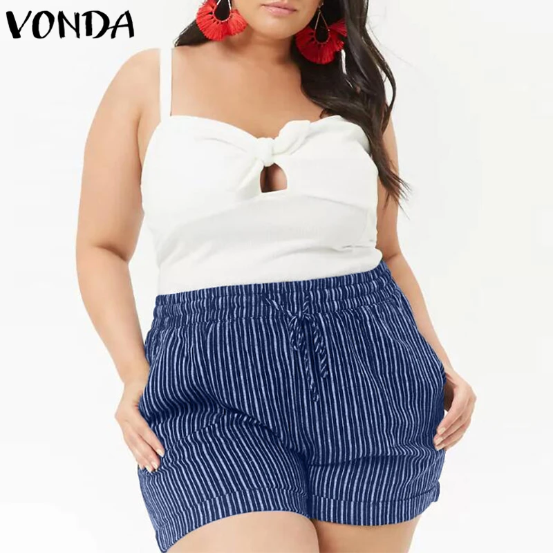 VONDA Plus Size Striped Shorts 2019 Summer Women Casual Elastic Mid Waist Bottoms Female Baggy Clothings Oversized Shorts
VONDA Plus Size Striped Shorts 2019 Summer Women Casual Elastic Mid Waist Bottoms Female Baggy Clothings Oversized Shorts