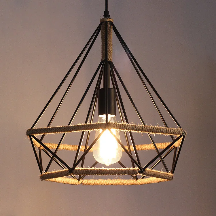 Vintage Diamond Pendant Light Lamp Retro Hand Knitting Rope Iron Hanging Lamp E27 Edison Bulb Holder For Loft Restaurant Bar
Vintage Diamond Pendant Light Lamp Retro Hand Knitting Rope Iron Hanging Lamp E27 Edison Bulb Holder For Loft Restaurant Bar