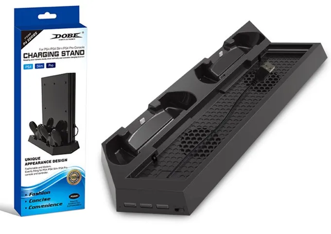 Dual Charger Vertical Controller Dock Station Charging Bracket Stand+Cooling Cooler Fan+2 USB Power HUB for Playstation4 PS4/Pro
Dual Charger Vertical Controller Dock Station Charging Bracket Stand+Cooling Cooler Fan+2 USB Power HUB for Playstation4 PS4/Pro