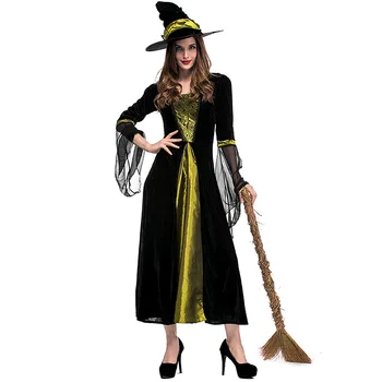 Women Green and Black Witch Spider web Sleeve Halloween Party Performance Uniforms Cosplay Dress + Hats L18621113
Women Green and Black Witch Spider web Sleeve Halloween Party Performance Uniforms Cosplay Dress + Hats L18621113