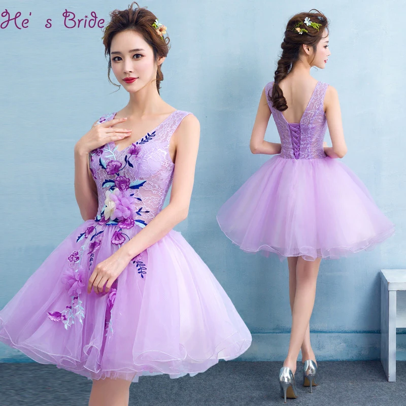Sexy Full Appliqued Embroidery V-neck Sleeveless Purple Cocktail Dresses New Mini Short Formal Sexy Lace Prom Party Gowns
Sexy Full Appliqued Embroidery V-neck Sleeveless Purple Cocktail Dresses New Mini Short Formal Sexy Lace Prom Party Gowns