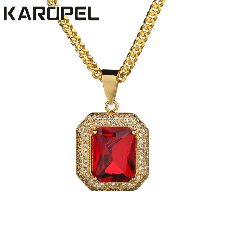Karopel Golden Stainless Steel Chain Micro Pave Clear Cubic Zircon Iced Out Hip Hop Red Square Stone Necklace Pendants
Karopel Golden Stainless Steel Chain Micro Pave Clear Cubic Zircon Iced Out Hip Hop Red Square Stone Necklace Pendants