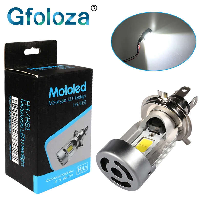 Gfoloza 1Pcs H4 LED Motorcycle Headlight Fog Lamp HS1 LED Moto Bulbs Hi/Lo Beam For Motor bike Scooter Headlights 40W 4000LM 12V
Gfoloza 1Pcs H4 LED Motorcycle Headlight Fog Lamp HS1 LED Moto Bulbs Hi/Lo Beam For Motor bike Scooter Headlights 40W 4000LM 12V