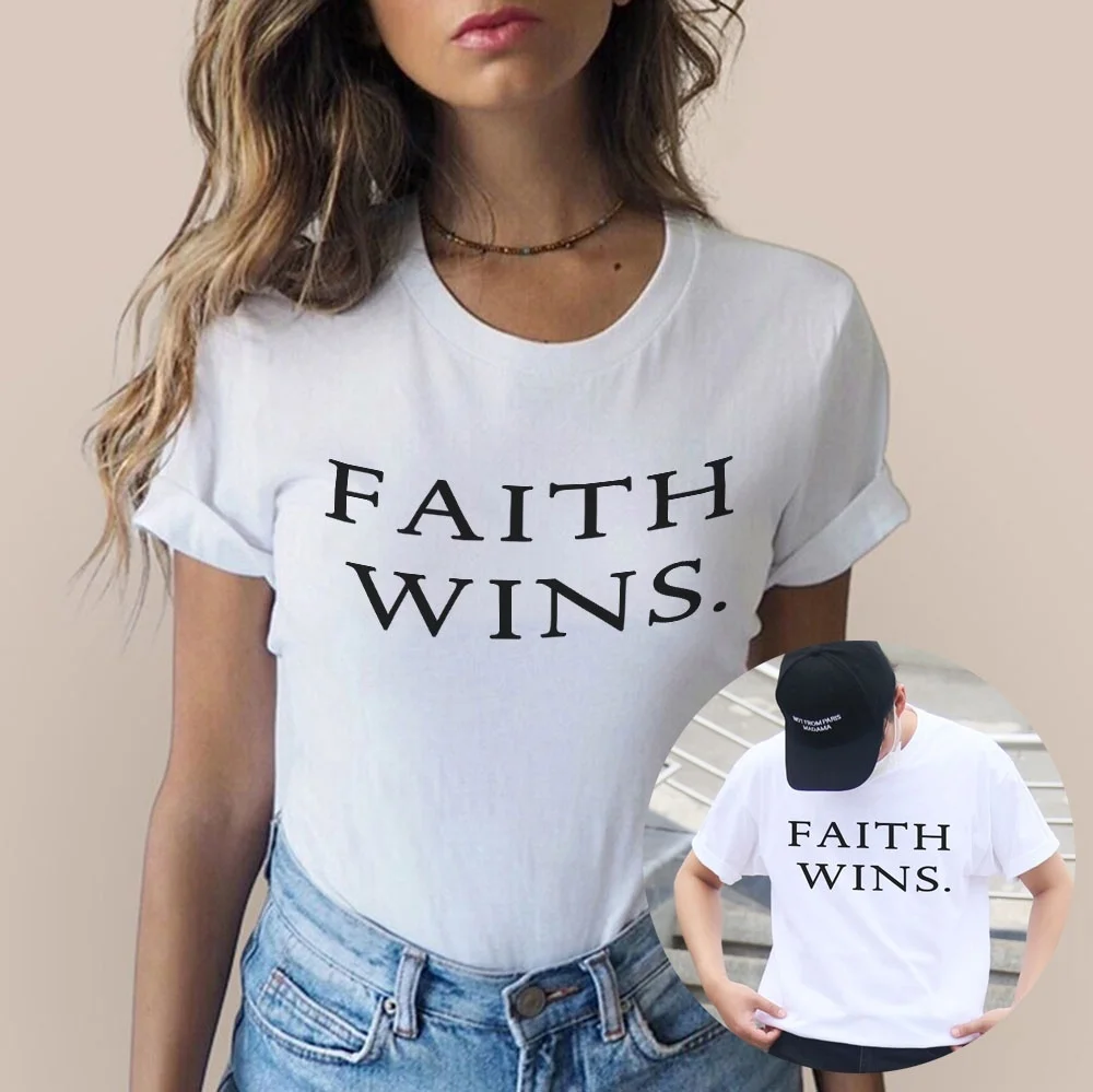 Women T-shirt Faith Wins Shirt Motivational Unisex Short Sleeve T-Shirt Spiritual Womans T-shirt Christian Trendy Tee Adult
Women T-shirt Faith Wins Shirt Motivational Unisex Short Sleeve T-Shirt Spiritual Womans T-shirt Christian Trendy Tee Adult
