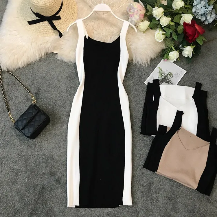 Summer Sexy Women Tank Skinny Dresses Slim Knitted Bodycon Dress Vestidos Patchwork V Neck Robe Femme
Summer Sexy Women Tank Skinny Dresses Slim Knitted Bodycon Dress Vestidos Patchwork V Neck Robe Femme