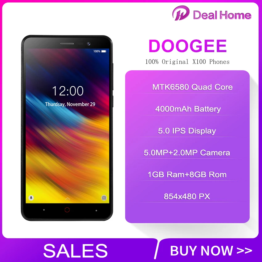 Original Doogee X100 5.0 inch Android 8.1 Quad Core Smartphone 4000mAh 854x480 Mobile Phone
Original Doogee X100 5.0 inch Android 8.1 Quad Core Smartphone 4000mAh 854x480 Mobile Phone
