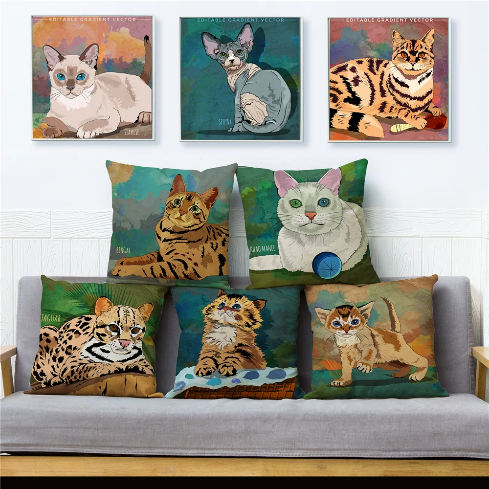 Colorful Cute Cartoon Cat Print Throw Pillow Cover 45*45cm Cushion Cover Linen Pillow Case Home Decor Lovely Animal Pillow Cases
Colorful Cute Cartoon Cat Print Throw Pillow Cover 45*45cm Cushion Cover Linen Pillow Case Home Decor Lovely Animal Pillow Cases