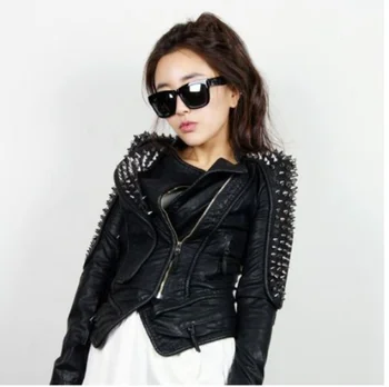 Womens Punk Spike Studded Shoulder PU Leather Jacket Coat Motorcycle Black New T12
Womens Punk Spike Studded Shoulder PU Leather Jacket Coat Motorcycle Black New T12