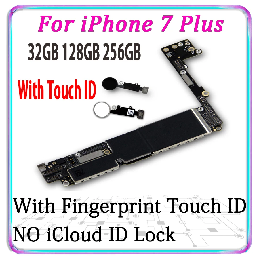 

Original Unlocked Motherboard For iPhone 7P 7 plus Mainboard With / Without Touch ID Logic Board with full chips,NO iCloud