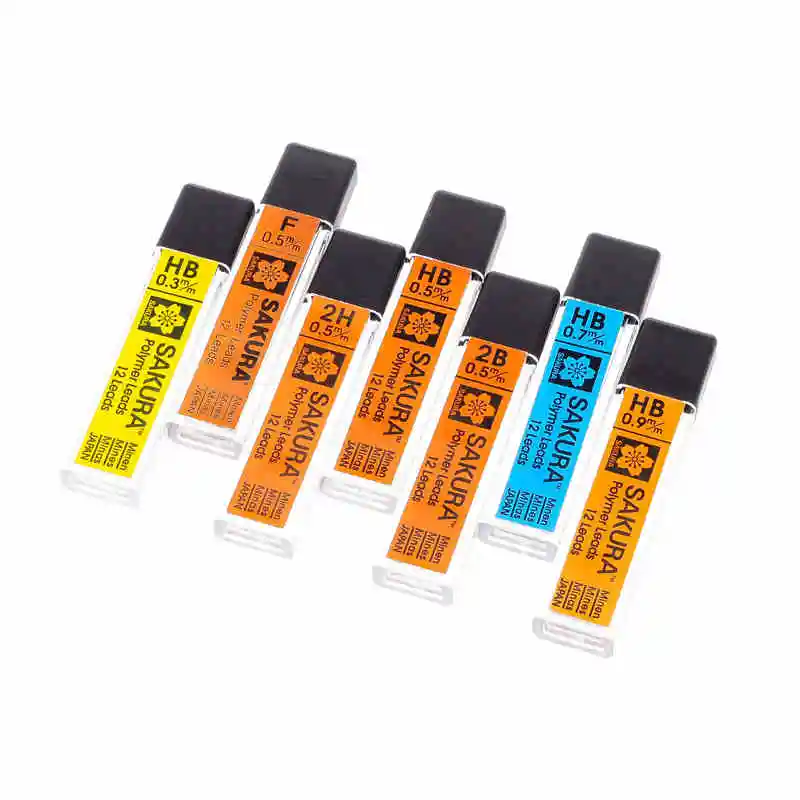 Sakura polymer Leads Mechanical pencil Refill Leads replacement leads 0.3 0.5 0.7 0.9mm 12Pcs/Tubes Japan HB ,B,2B
Sakura polymer Leads Mechanical pencil Refill Leads replacement leads 0.3 0.5 0.7 0.9mm 12Pcs/Tubes Japan HB ,B,2B