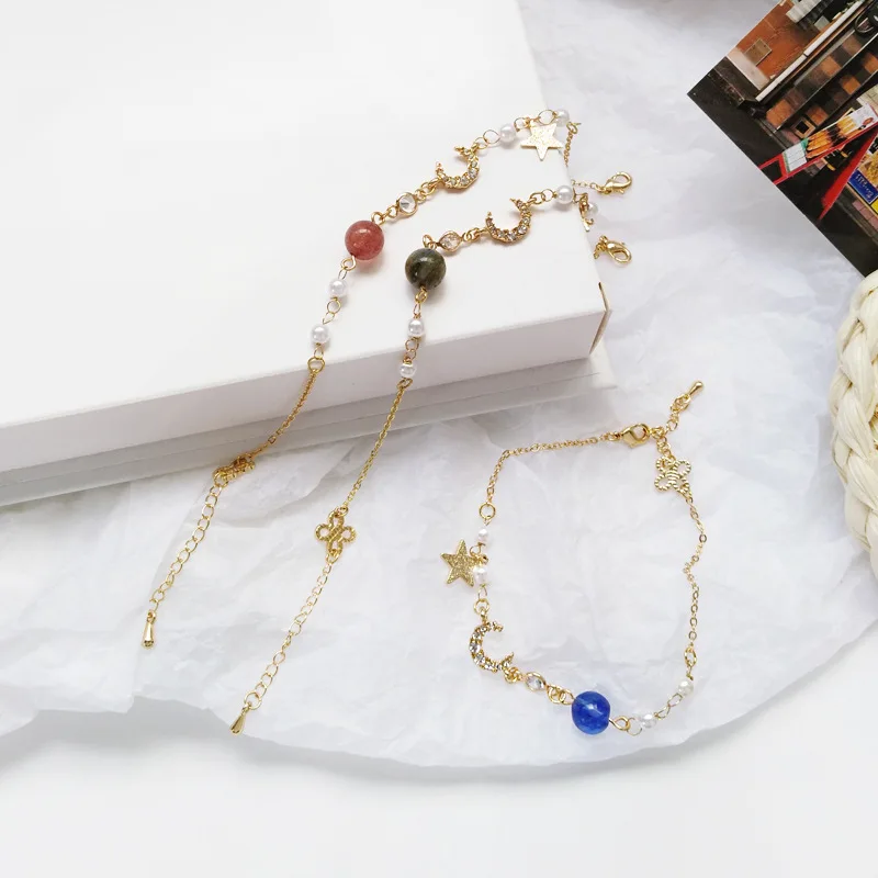 Korean Japan Moon Star Rhinestone Sweet Cute Chain & Link Bracelets Girls Woman Fashion Jewelry Gifts Summer Holiday-YBYBL002F
Korean Japan Moon Star Rhinestone Sweet Cute Chain & Link Bracelets Girls Woman Fashion Jewelry Gifts Summer Holiday-YBYBL002F