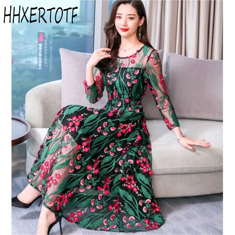 High Quality 2019 Summer Hot Sale Flower Embroidery Round Collar Three-quarter Sleeve Long Dress Plus Size
High Quality 2019 Summer Hot Sale Flower Embroidery Round Collar Three-quarter Sleeve Long Dress Plus Size