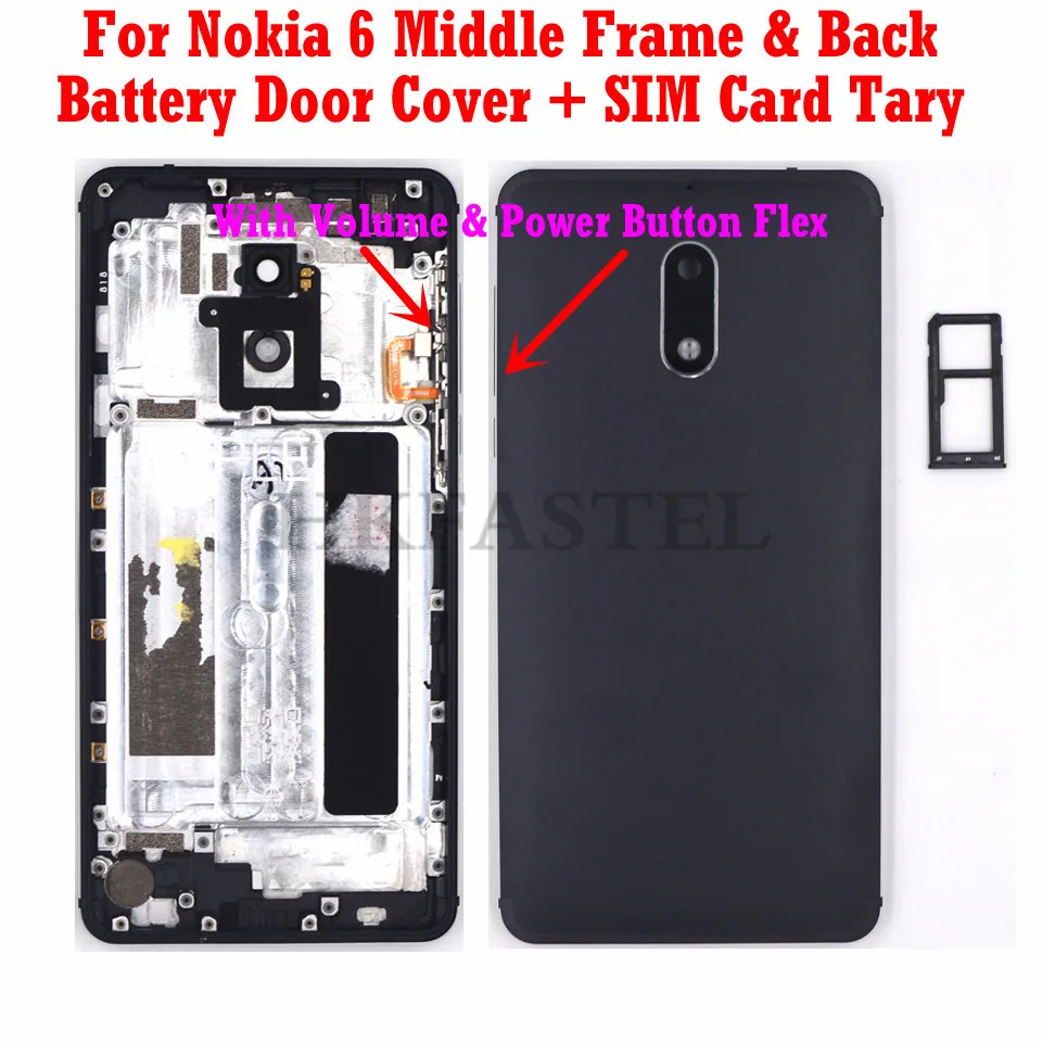 Для Nokia 6 Оригинальный одиночный Корпус для мобильного телефона LCD средняя рамка