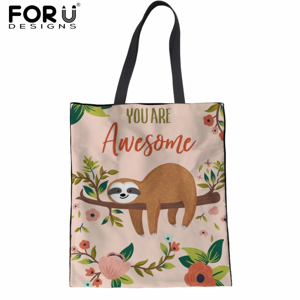 FORUDESIGNS Shopper Bags for Women Cute Animal Sloth Printed Linen Female eco Tote Shoulder Bags Mom Reusable Shipping Bags 2018
FORUDESIGNS Shopper Bags for Women Cute Animal Sloth Printed Linen Female eco Tote Shoulder Bags Mom Reusable Shipping Bags 2018
