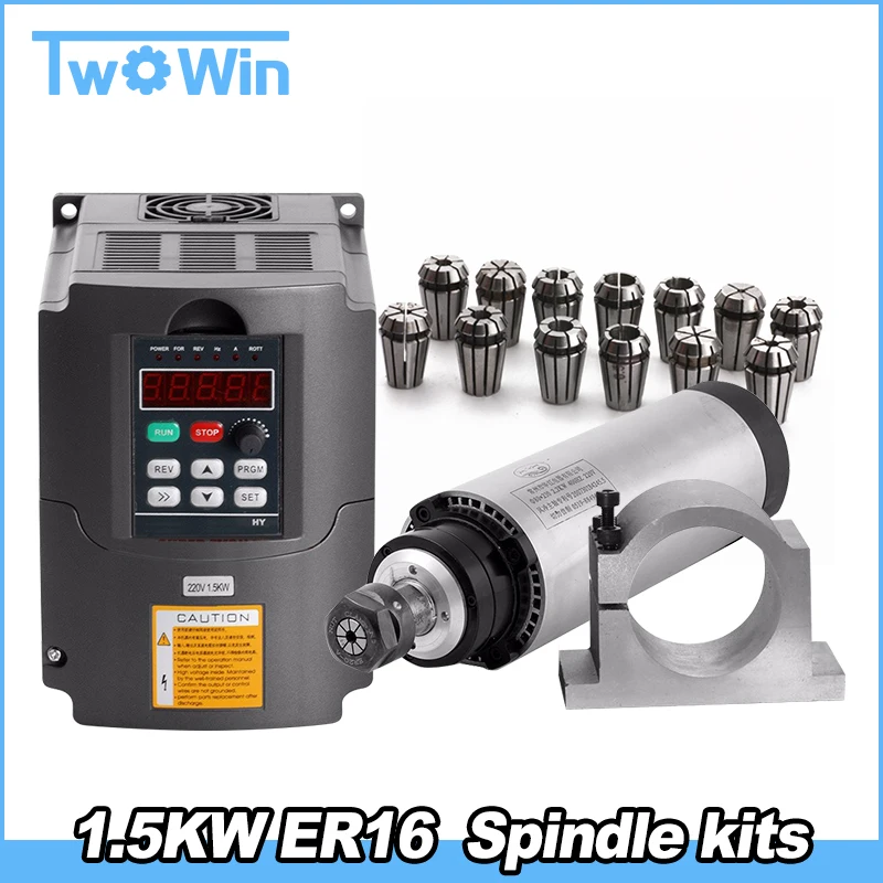 CNC Router Spindle Motor Kit 1.5KW air Spindle Tool Milling Machine+220V/1.5KW Interver + ER16(1-10mm) + 80mm Clamp
CNC Router Spindle Motor Kit 1.5KW air Spindle Tool Milling Machine+220V/1.5KW Interver + ER16(1-10mm) + 80mm Clamp
