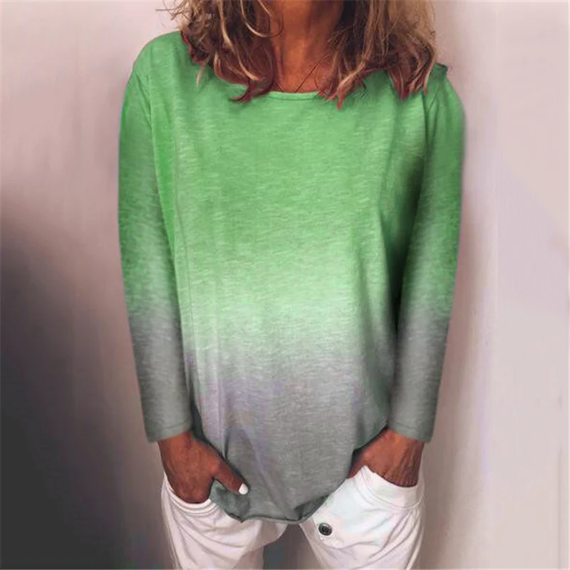 Womens Casual T Shirt Rainbow Gradients Colour Long Sleeve Tee Shirt Femme Elegant Summer Basic Tops Ladies Loose tshirt
Womens Casual T Shirt Rainbow Gradients Colour Long Sleeve Tee Shirt Femme Elegant Summer Basic Tops Ladies Loose tshirt