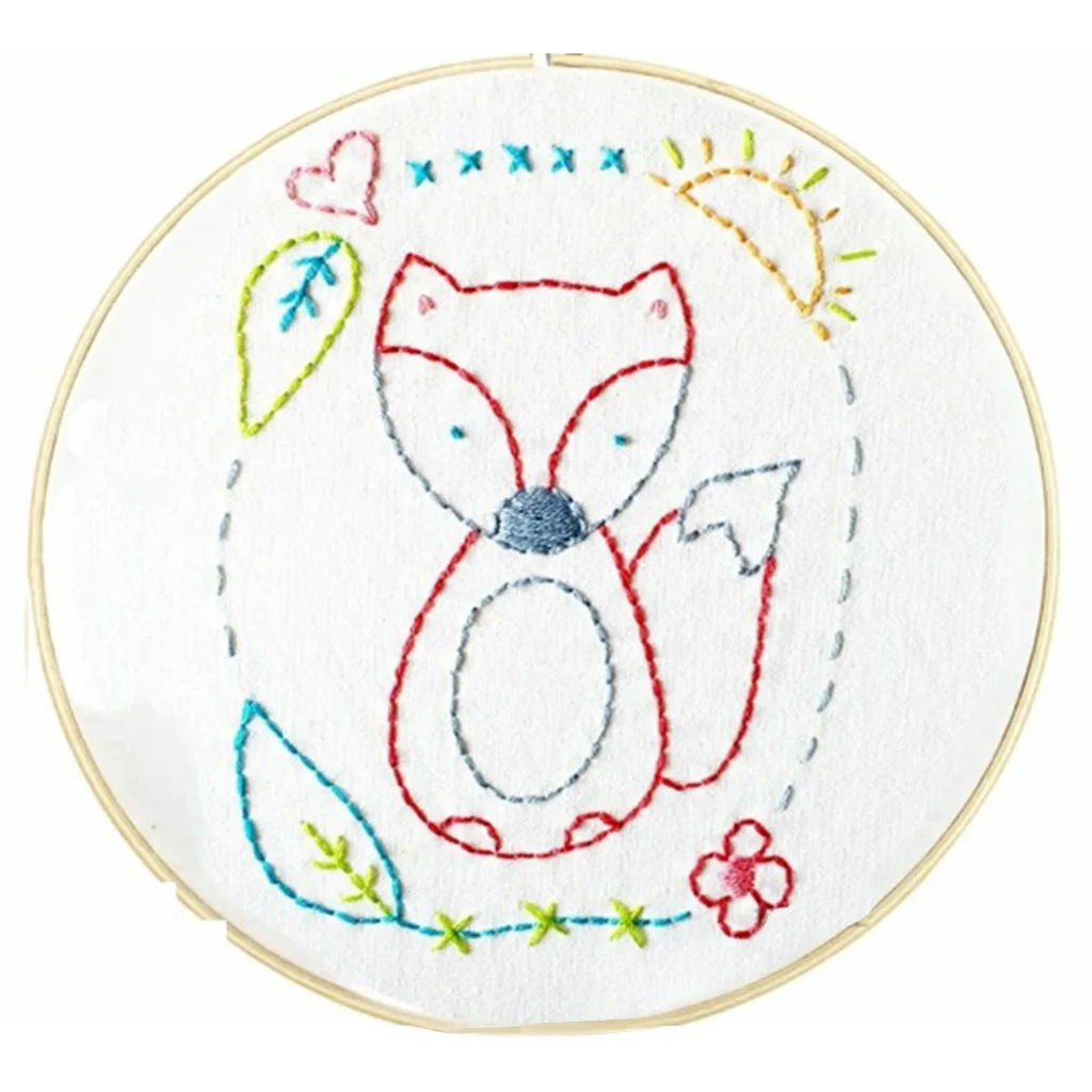 Embroidery Kit, Cartoon Hand Embroidery Cross Stitch Starter Needlepoint Crafts Kit with Cloth,Threads and Tools for Home Decor