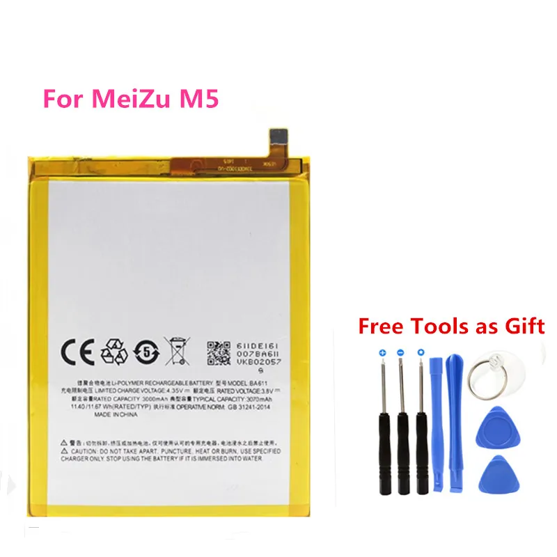 BA611 phone built-in Original battery 3070mAh Lithium Batterij For MEIZU MEILAN 5 M5 Replacement Batteries + Free Tools
BA611 phone built-in Original battery 3070mAh Lithium Batterij For MEIZU MEILAN 5 M5 Replacement Batteries + Free Tools
