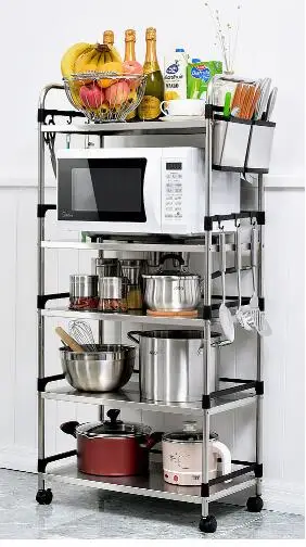 Image Thick stainless steel kitchen shelf microwave oven