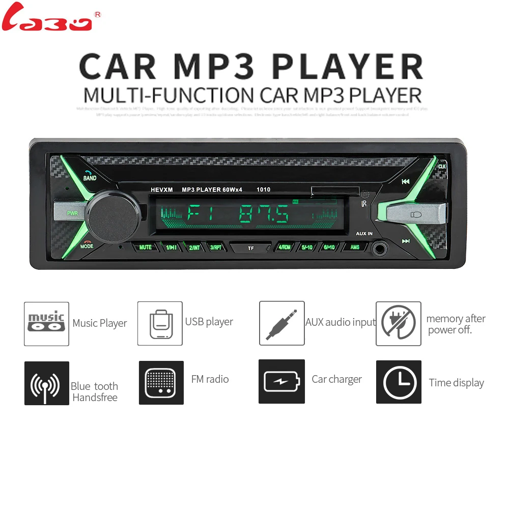

LaBo 12V Bluetooth Auto Car Radio 1DIN Stereo Audio MP3 Player FM Radio Receiver Support Aux Input SD USB MMC + Remote Control