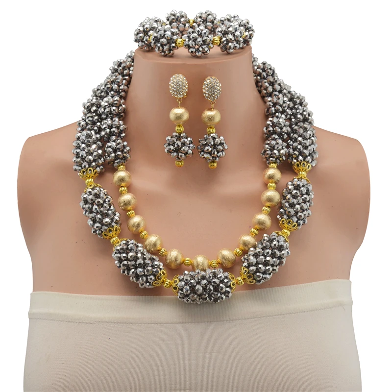 Crystal Jewelry Sets Nigerian Wedding African Beads Earring Bridal Bracelets Siver Color Necklaces For Women
Crystal Jewelry Sets Nigerian Wedding African Beads Earring Bridal Bracelets Siver Color Necklaces For Women