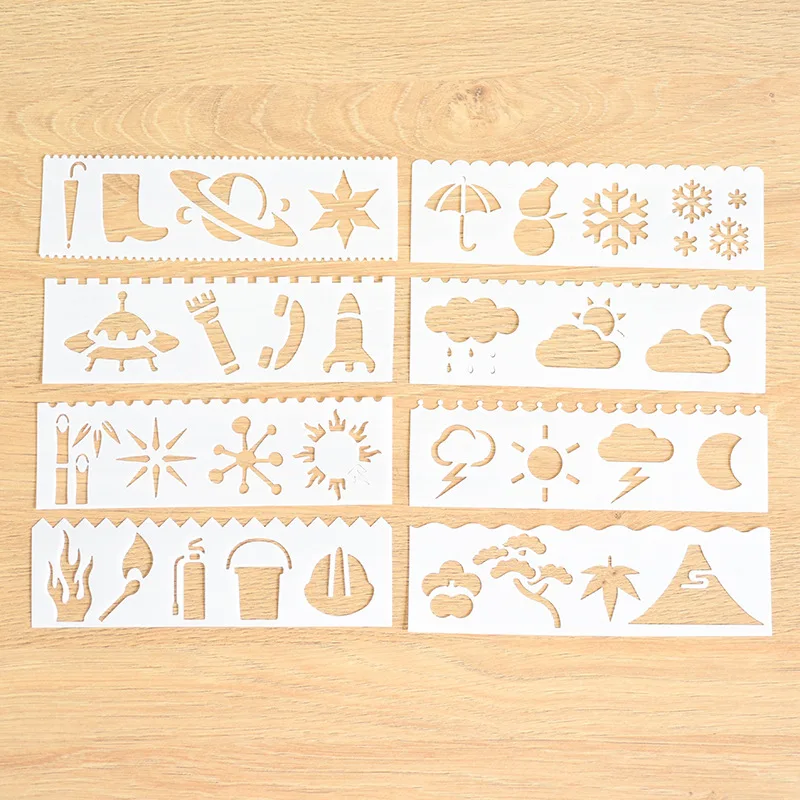 8 pcs/lot Weather Layering Stencils for Walls Painting Drawing Ruler DIY Scrapbooking Stamp Decoration Embossing Crafts
8 pcs/lot Weather Layering Stencils for Walls Painting Drawing Ruler DIY Scrapbooking Stamp Decoration Embossing Crafts