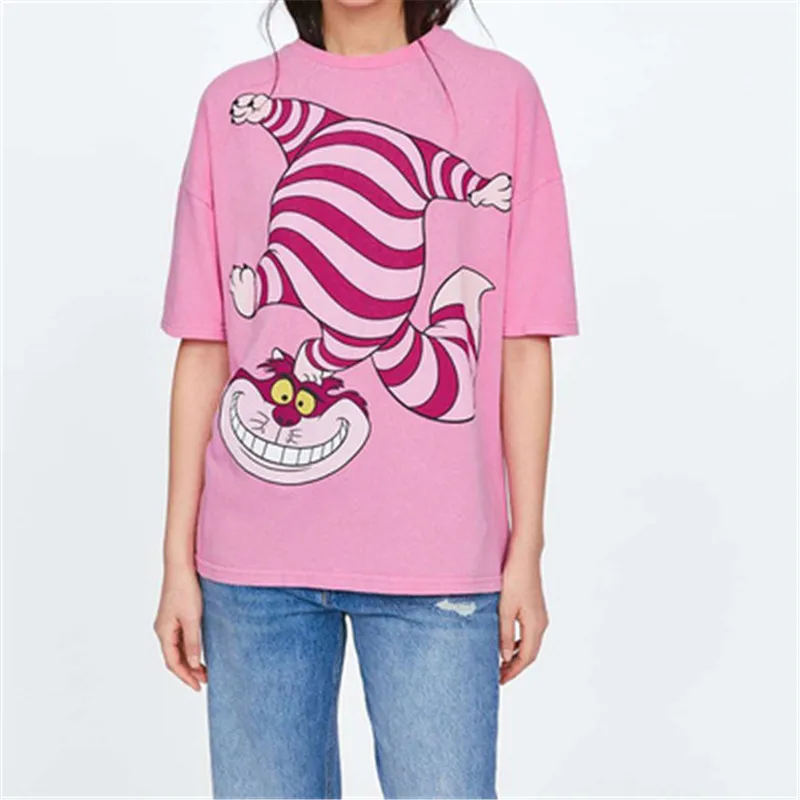 Cartoon Bad Cat Womens t shirt Pink Loose o neck short sleeve Animal Printed Tops Women Casual t-shirt Couple Tops
Cartoon Bad Cat Womens t shirt Pink Loose o neck short sleeve Animal Printed Tops Women Casual t-shirt Couple Tops