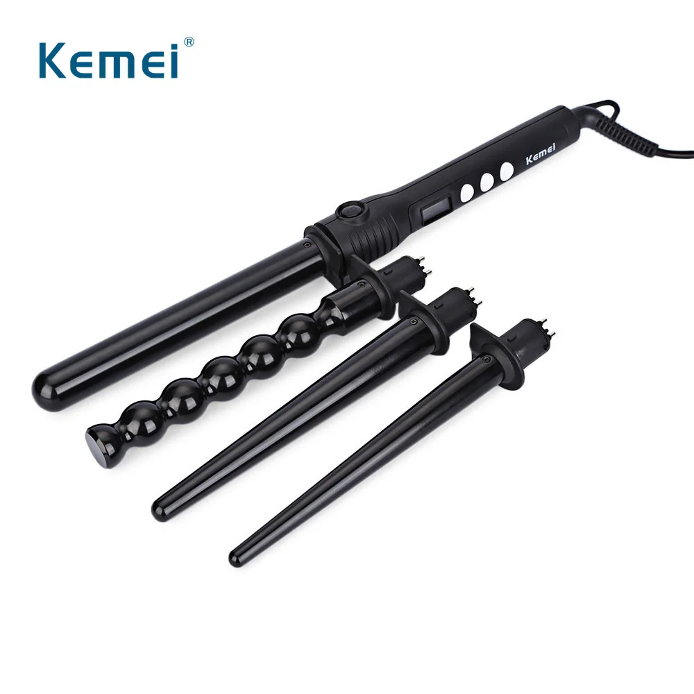Kemei KM-4083 4 in 1 Makeup Hair Curler Roller Removable Curling Iron Conical Curling Wand Set
Kemei KM-4083 4 in 1 Makeup Hair Curler Roller Removable Curling Iron Conical Curling Wand Set