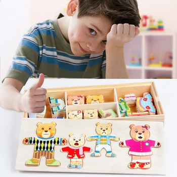 Wooden Montessori Little Bear Change Clothes Children Early Education Wood Jigsaw Puzzle Dressing Game Baby Wooden Puzzle Toys
Wooden Montessori Little Bear Change Clothes Children Early Education Wood Jigsaw Puzzle Dressing Game Baby Wooden Puzzle Toys
