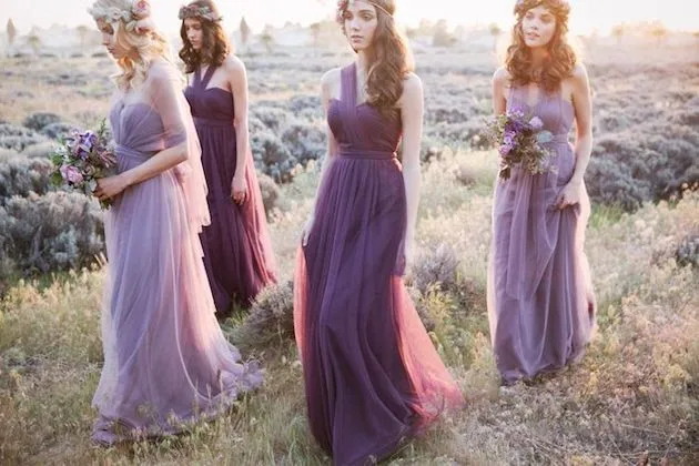 Jenny-Yoo-bridesmaids-in-purple-dresses