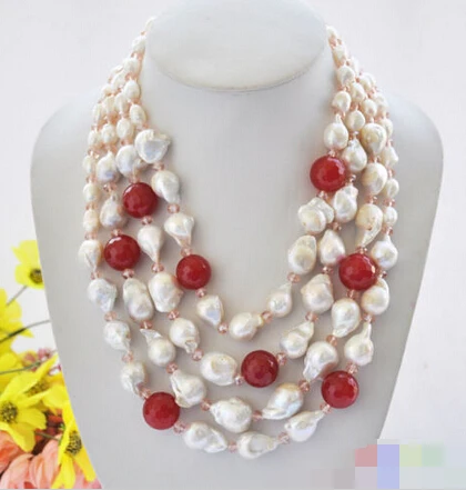 0270 white baroque keshi reborn pearl red jade crystal NECKLACE
0270 white baroque keshi reborn pearl red jade crystal NECKLACE