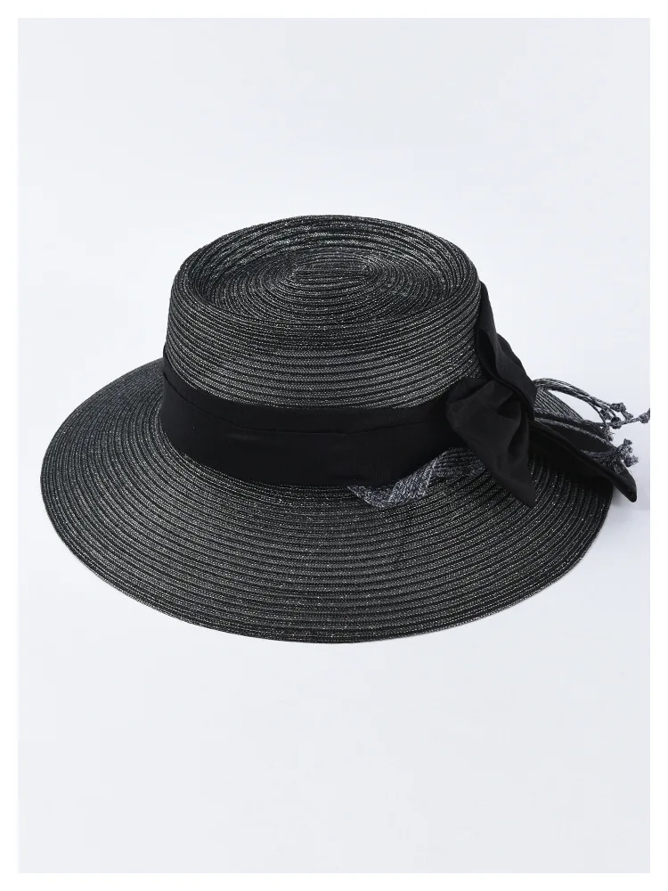 Waliicorners summer straw hats elegant bow sun hats light weight breathable polyester summer hats large brim beach hat 12