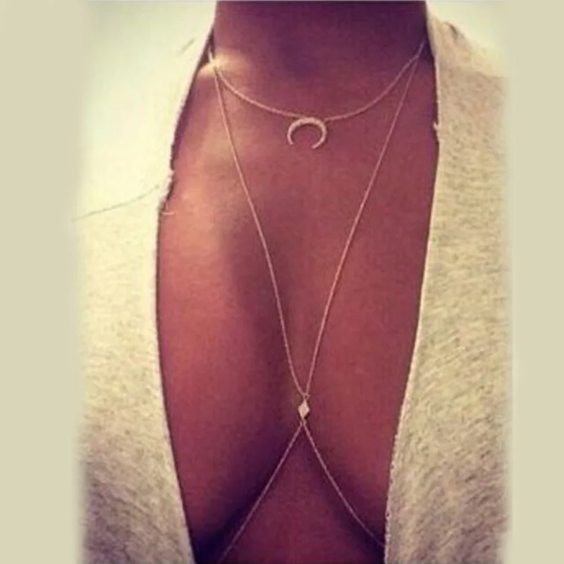Hot Summer Sexy Body Chain Women Golden Moon Star Double Layer Bikini Bodychains Beach Jewelry Necklace Bijoux belly
Hot Summer Sexy Body Chain Women Golden Moon Star Double Layer Bikini Bodychains Beach Jewelry Necklace Bijoux belly