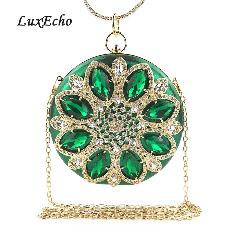 

Round Crystal Evening Bags Women's Day Clutches Fashion Bags Handmade Wedding Purse Diamonds purse Party shoulder bags