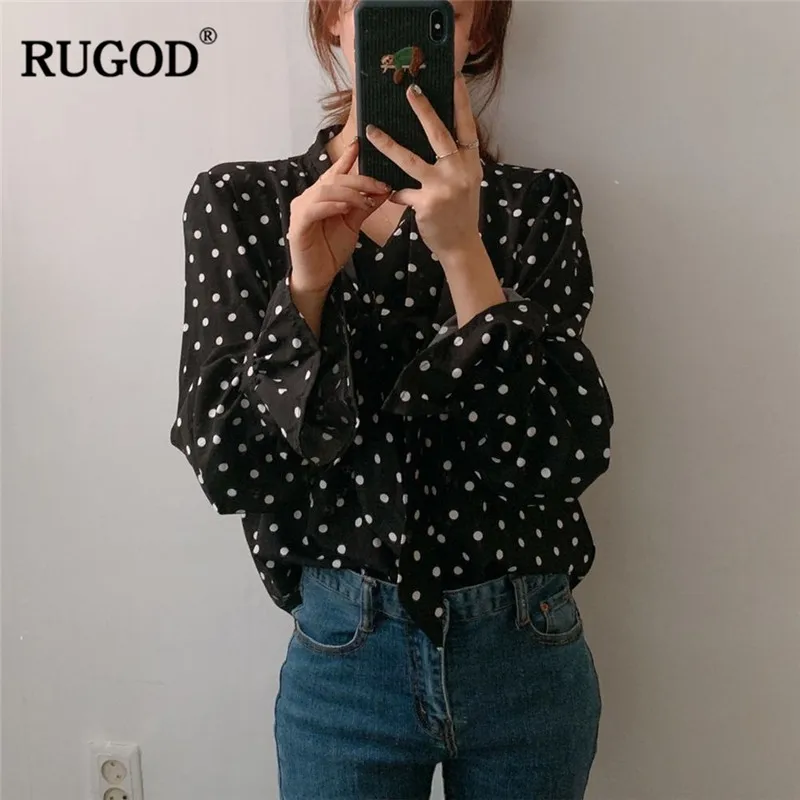 RUGOD white spotted women shirts lantern blouses cotton bow-knot tied collar sweet ladylike casual wearing fashion woman tops
RUGOD white spotted women shirts lantern blouses cotton bow-knot tied collar sweet ladylike casual wearing fashion woman tops