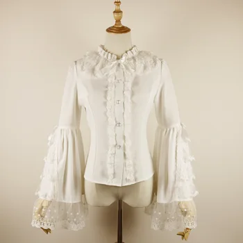 Gothic Lolita Chiffon Lace Ruffles Flare Sleeve White Blouse Women Shirt Vintage Top Blusas Mujer De Moda 2018 Blusa Feminina
Gothic Lolita Chiffon Lace Ruffles Flare Sleeve White Blouse Women Shirt Vintage Top Blusas Mujer De Moda 2018 Blusa Feminina