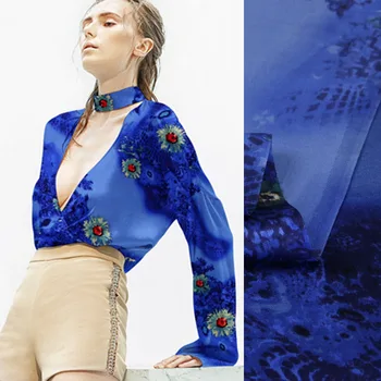 114CM Wide 16.5MM Print Blue Silk Crepe Satin Plain Fabric for Summer Dress Shirt Clothes Cheongsam D847
114CM Wide 16.5MM Print Blue Silk Crepe Satin Plain Fabric for Summer Dress Shirt Clothes Cheongsam D847
