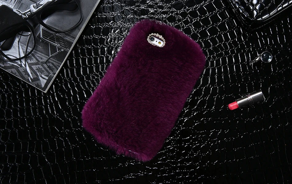 KISSCASE Real Rabbit Fur Case For iPhone 6 6s 7 Case iPhone 7 6s Plus 5S SE Luxury Cute Diamond Cover For Samsung S7 s6 Fundas 17